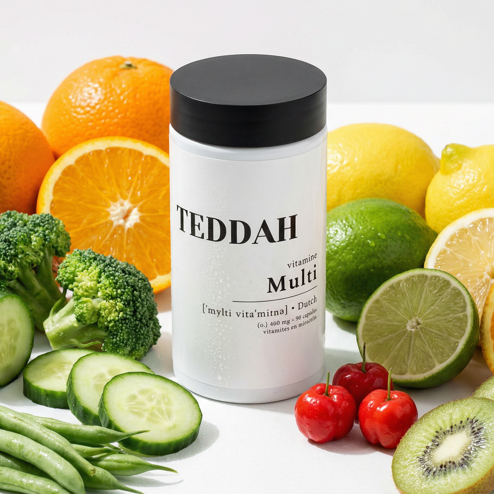 Multivitamine styled shoot met vers fruit